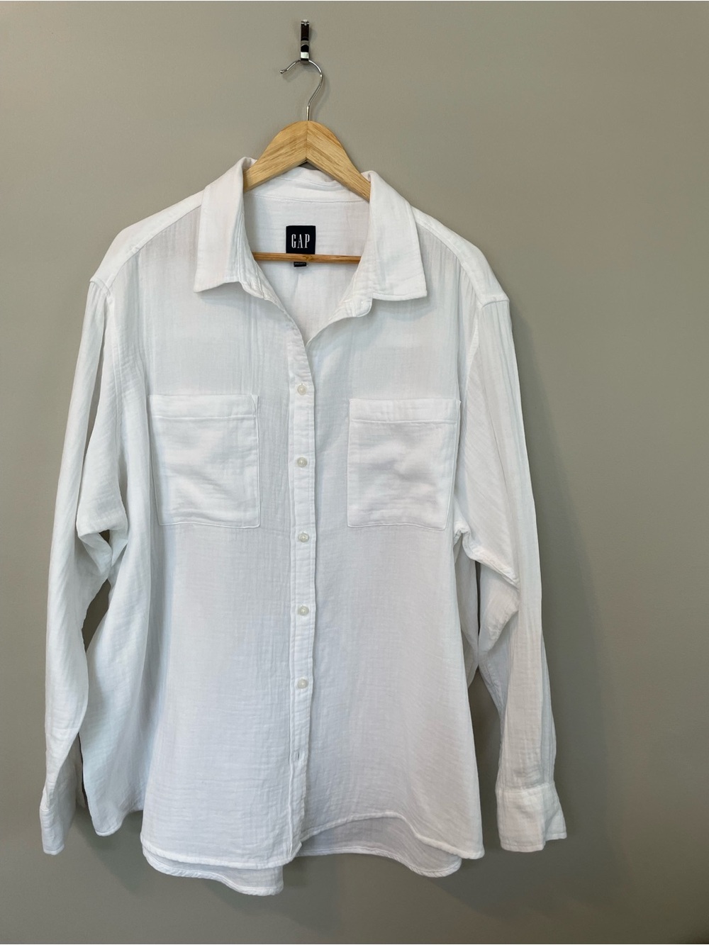 Gap White Cotton Gauze Oversized Button Down Shirt XL